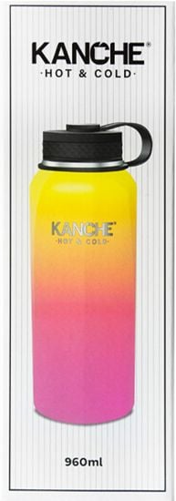 Стоманен термос Kanche - Пътувай с мен, жълто-розов