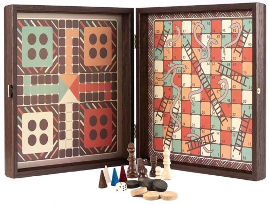 Комплект класически игри Manopoulos - Шах, Табла, Не се сърди човече, Змии и стълби