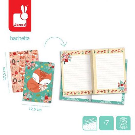 Комплект тетрадки Janod - Лисица / Еднорог, 2 бр.