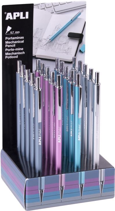 Автоматичен молив Apli 0.7, металически цветове, асортимент