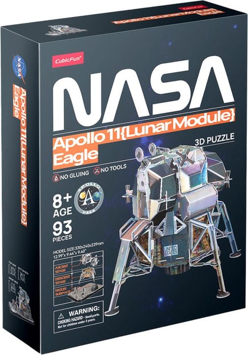 3D пъзел Cubic Fun Лунен модул NASA Apollo 11 Eagle, 93 части