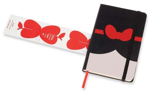 Черен тефтер Moleskine Snow White Red Bow Pocket с широки редове, Limited Edition