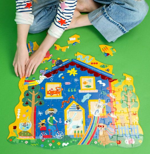 Пъзел Floss & Rock, Pets - Къща за домашни любимци, 80 части