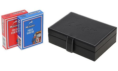 Кожена кутия с 2 тестета карти Modiano