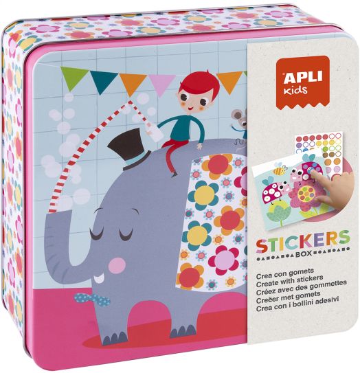 Игра със стикери Apli Kids - Слон, в метална кутия