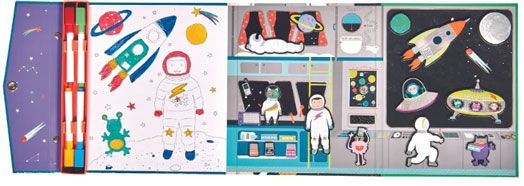 Игра с магнити и оцветяване Floss & Rock, Magnetic Multi Play scenes, Space - Космонавти