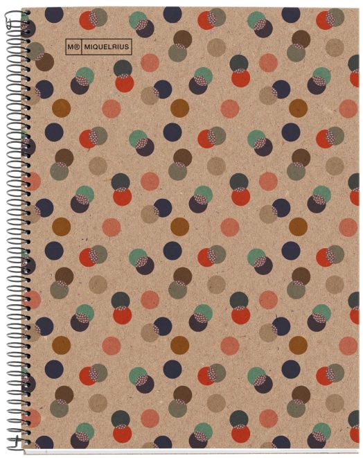Тетрадка Miquelrius Recycled Eco Confetti А4 със спирала, 80 нелинирани листа