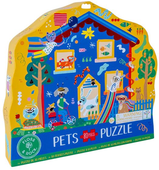 Пъзел Floss & Rock, Pets - Къща за домашни любимци, 80 части