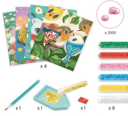 Тврочески комплект Djeco - Направи си сам картини с цветни камъчета