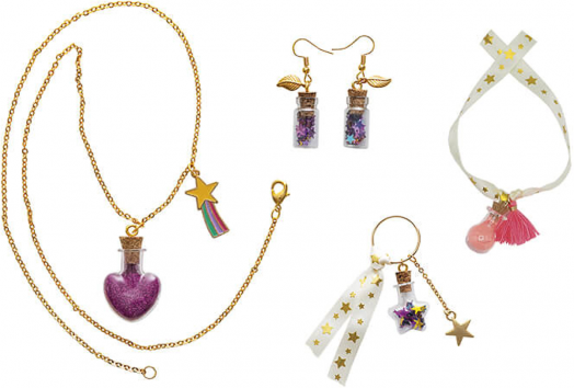 Творчески комплект Janod - 4 бижута с флаконче вълшебен прашец