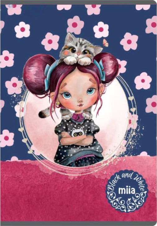 Тетрадка Black & White Miia А5, 24 листа - тесни и широки редове