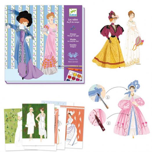 Комплект за оцветяване Djeco - Рокли през годините