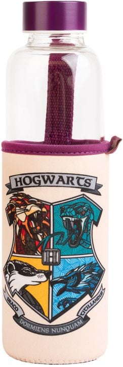 Стъклена бутилка за вода Grupo Erik - Harry Potter Hogwarts, 500 мл.