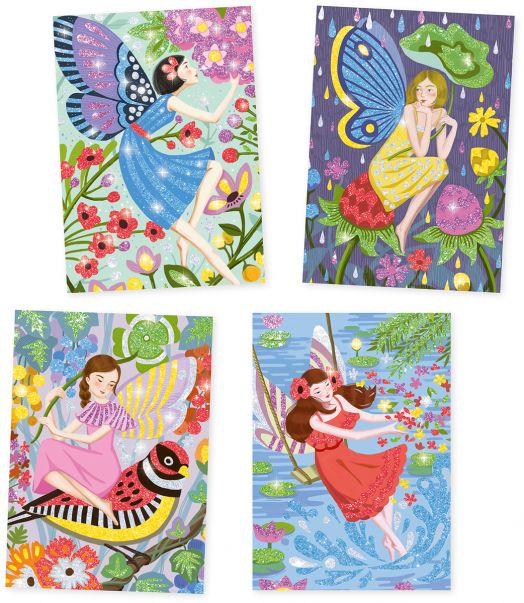 Творчески комплект Djeco: Рисуване с брокат, феи