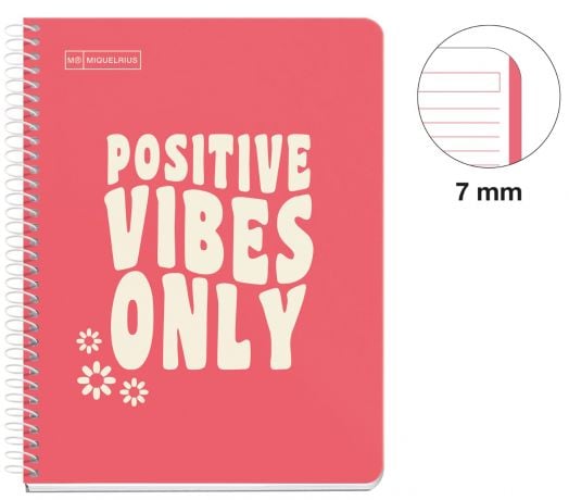 Тетрадка Miquelrius Messages А5 със спирала, 100 листа на широки редове, корал