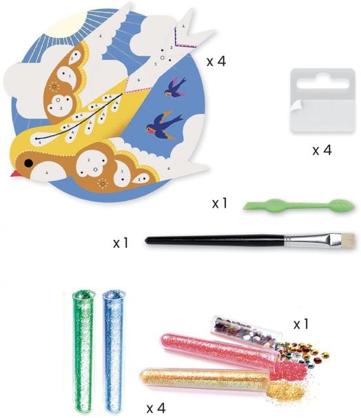 Творчески комплект Djeco: Направи картини с брокат и мъниста, Daydream