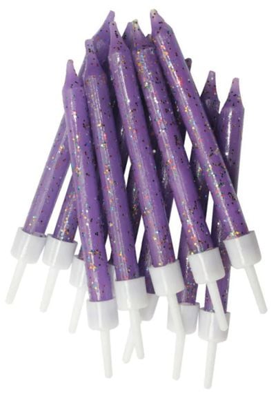 Свещички Creative Party - Лилави с брокат, 12 бр.