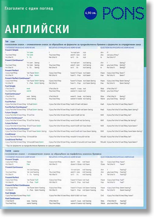 Глаголите с един поглед: Английски - дипляна