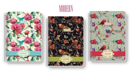 Тетрадка Black & White B5 със спирала и 3 теми, 105 листа - широки редове