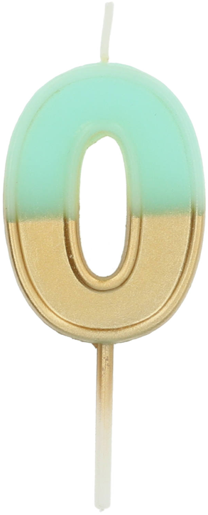 Свещ за рожден ден Folat - Цифра 0, светлосиня и златна