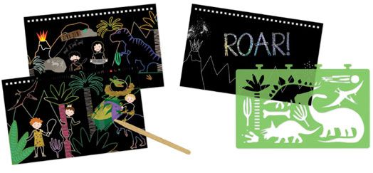 Творчески комплект Floss & Rock, Scratch and Play, Dinosaur - Динозаври