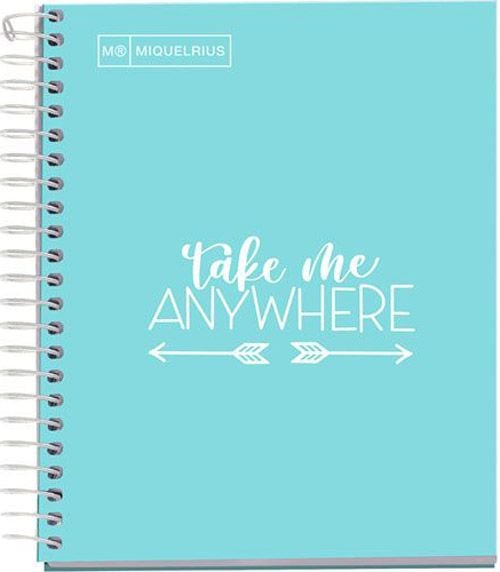 Тетрадка Miquelrius Messages А5 със спирала, 100 листа на широки редове, светлосиня