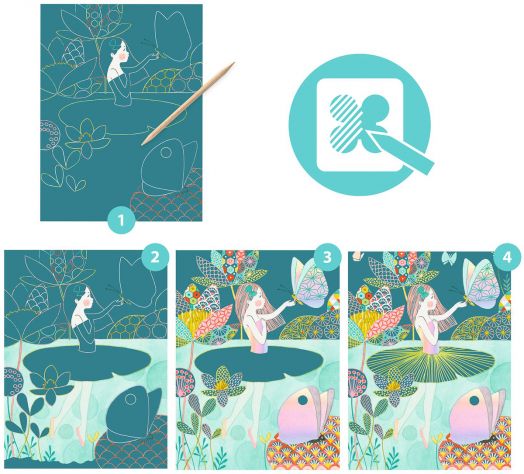 Комплект скреч картини Djeco - Езеро