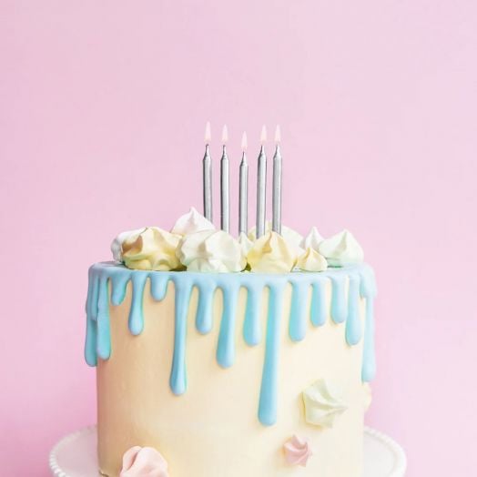 Свещи за рожден ден PartyDeco - Сребърни, 6 бр.