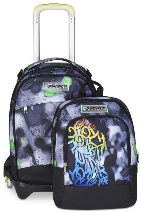 Ученическа раница на колела Seven Detach Spring Paint и телескопична дръжка