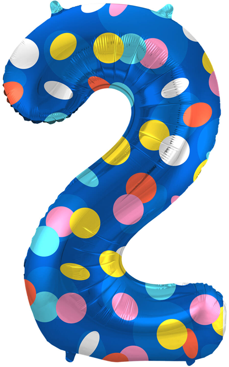 Фолиев балон Folat - Цифра 2, цветни точки, 86 см.