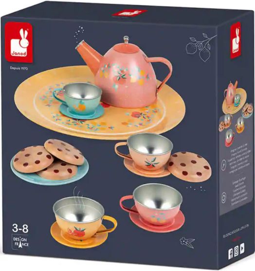 Детски комплект Janod - Метален сервиз за чай