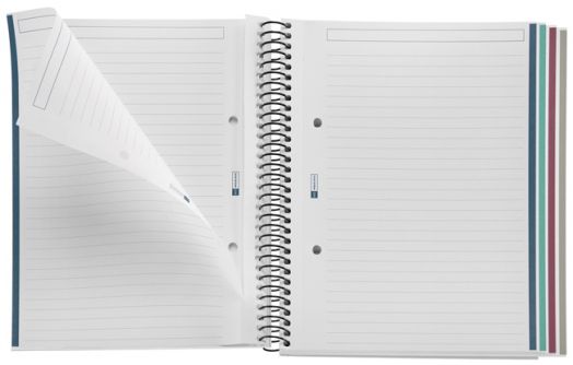 Тетрадка Miquelrius Recycled Ecolines А5 със спирала, 120 листа на широки редове