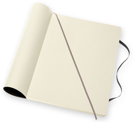 Черен тефтер Moleskine Classic Black в размер A4 с меки корици и листа на малки квадратчета