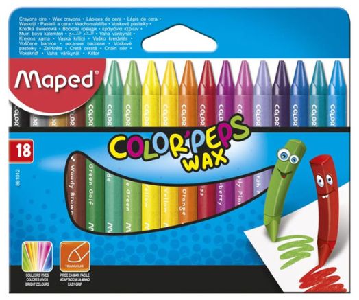 Цветни восъчни пастели Color'Peps Wax, 18 цвята