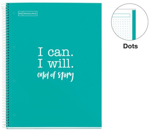 Тетрадка Miquelrius Messages А4 със спирала, 80 листа на точки, тюркоаз