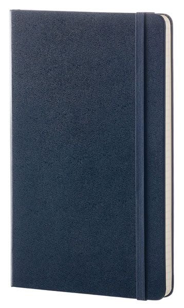 Голям син тефтер Moleskine Classic Blue Sapphire с твърди корици и листа на широки редове