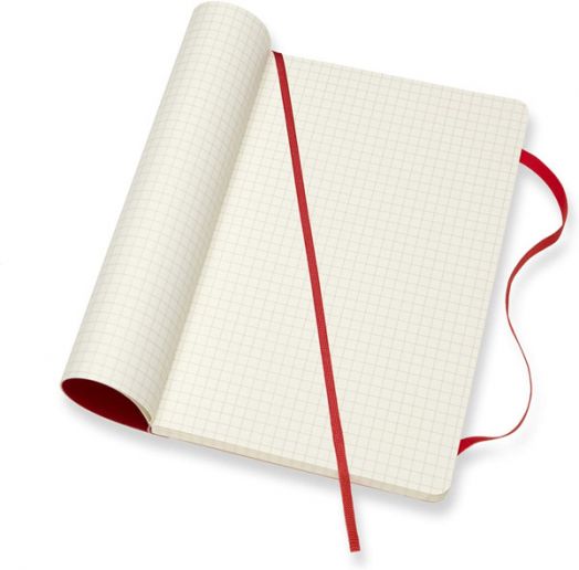 Класически червен тефтер Moleskine Classic Scarlet Red с меки корици и листа на малки квадратчета