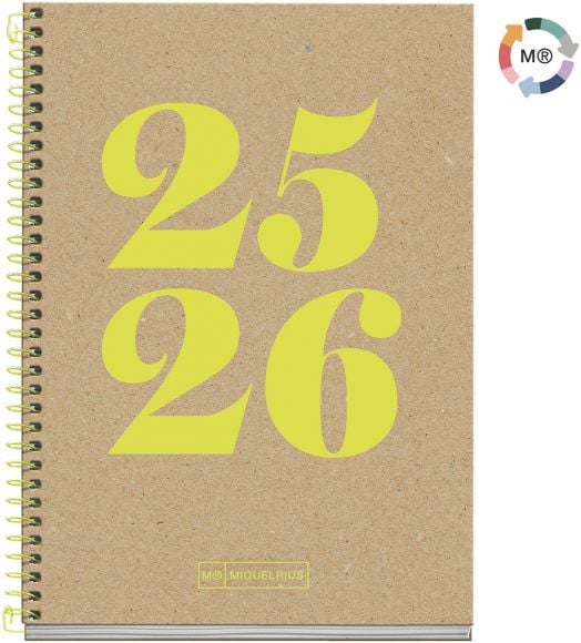 Седмичен тефтер - органайзер Miquelrius Eco Year от септември 2025 до юни 2026 г.