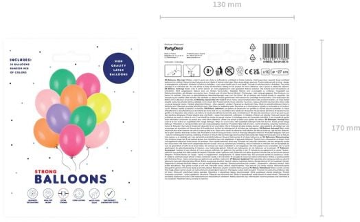 Комплект пастелни балони PartyDeco, 27 см.