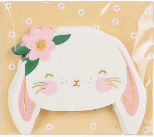 Салфетки PartyDeco - Зайче с цвете, 20 бр.