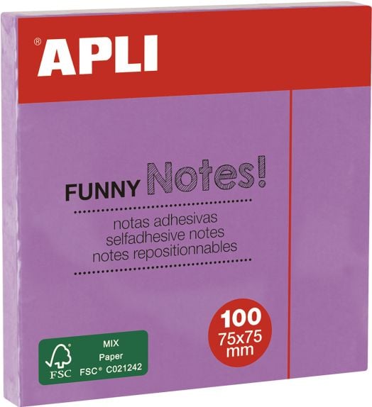 Самозалепващи се листчета Apli, пастелно лилави, 100 листа