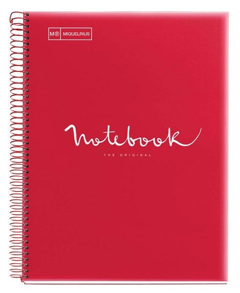 Тетрадка Miquelrius Emotions PVC А4 със спирала, 80 листа на малки квадратчета, червена