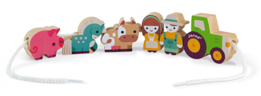 Дървена игра за нанизване Janod - Ферма
