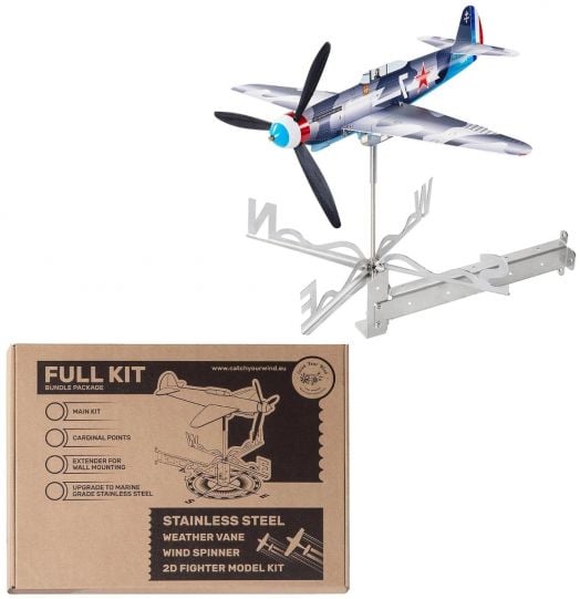 Комплект самолет - градински ветропоказател изтребител Yak9T с кардинални точки