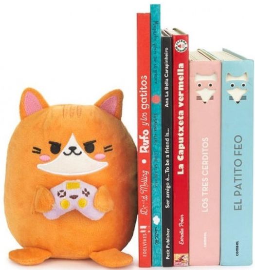 Ограничител за книги Balvi - Плюшено коте Kawaii, оранжево