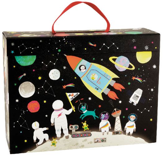 Кутия за игра с дървени фигурки Floss & Rock, Space - Космонавти