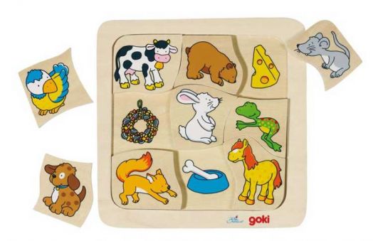 Дървен пъзел Goki, кой какво яде?