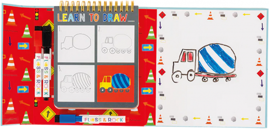 Книжка за рисуване Floss & Rock, Learn to draw Construction - Строителство