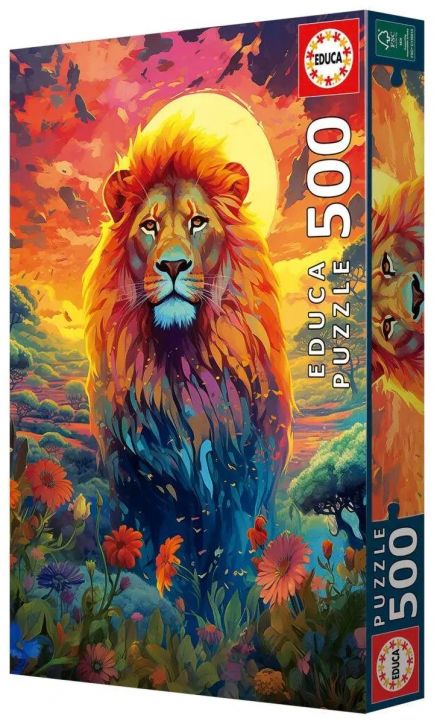 Пъзел Educa: Величественият поглед на лъва, 500 части