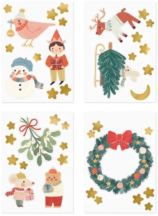 Комплект коледни стикери за прозорци PartyDeco, 40 бр.